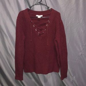 Burgundy V-Neck knit sweater, L